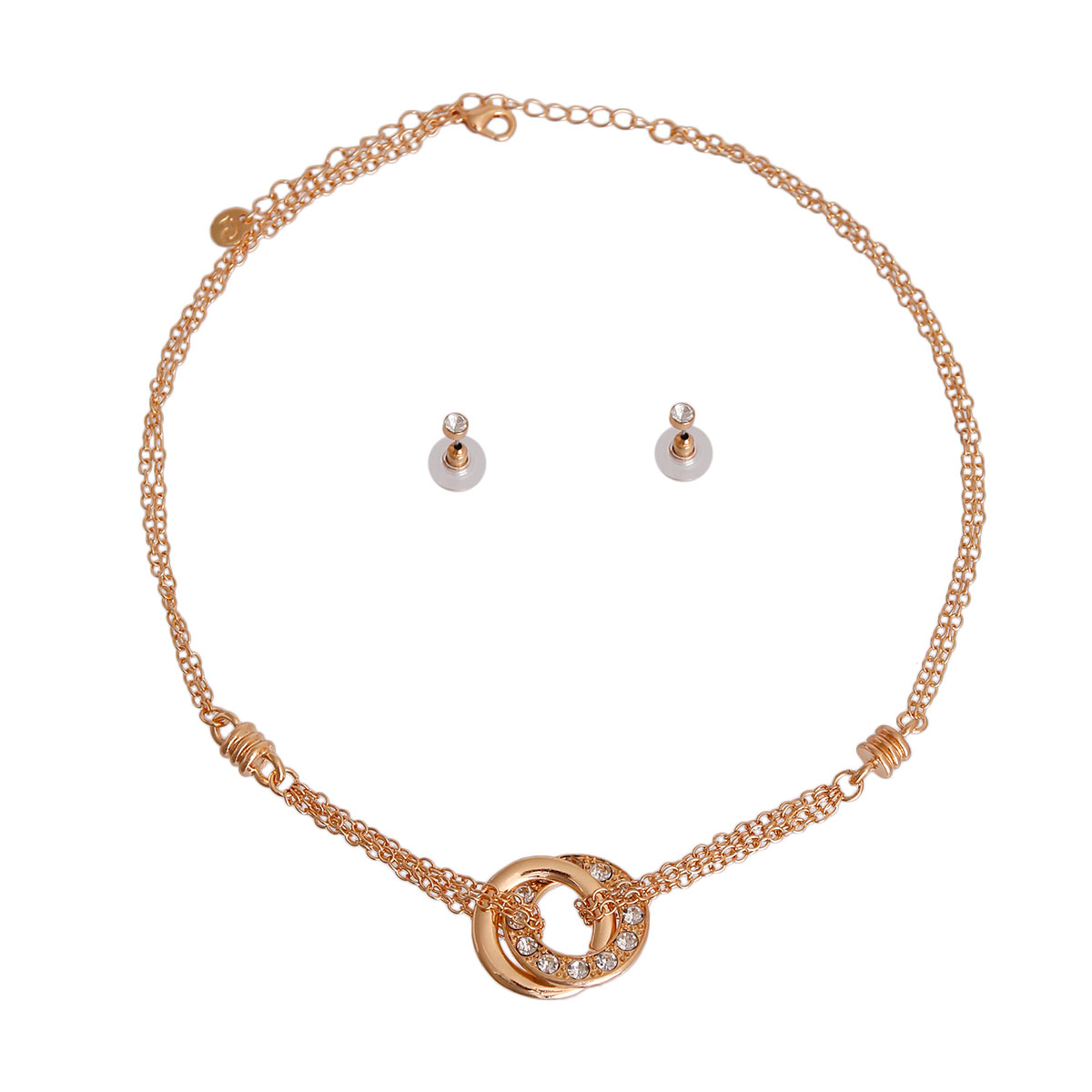 Gold Double Ring Pendant Chain