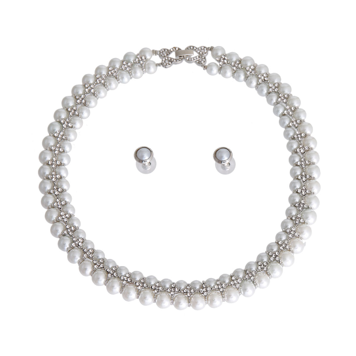 White Pearl Cross Choker Set