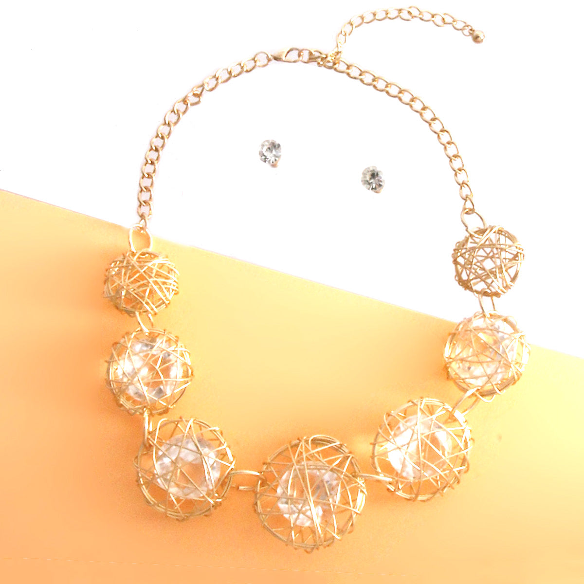 Gold Wire Crystal Necklace