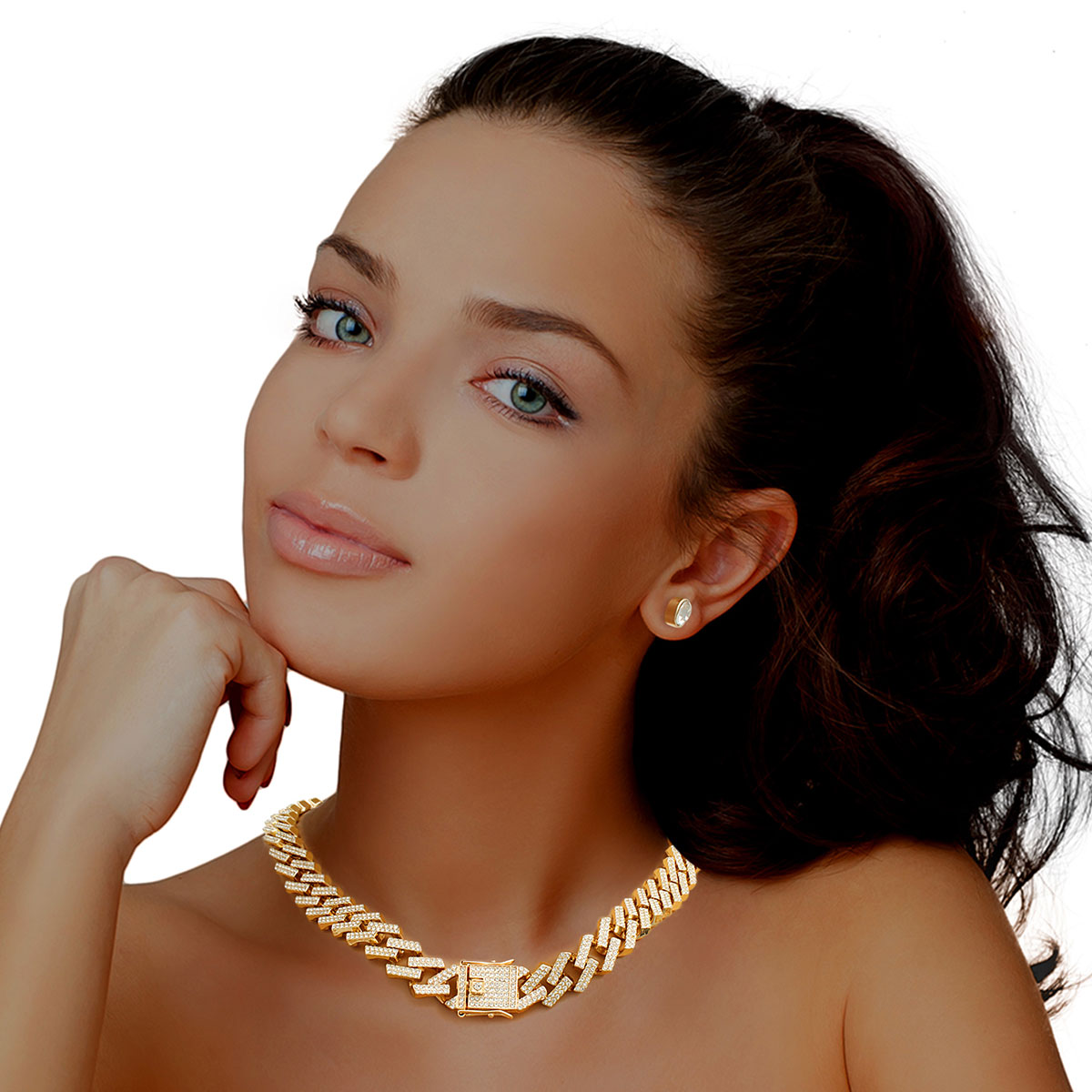 Iced Gold Square Cuban Chain Necklace