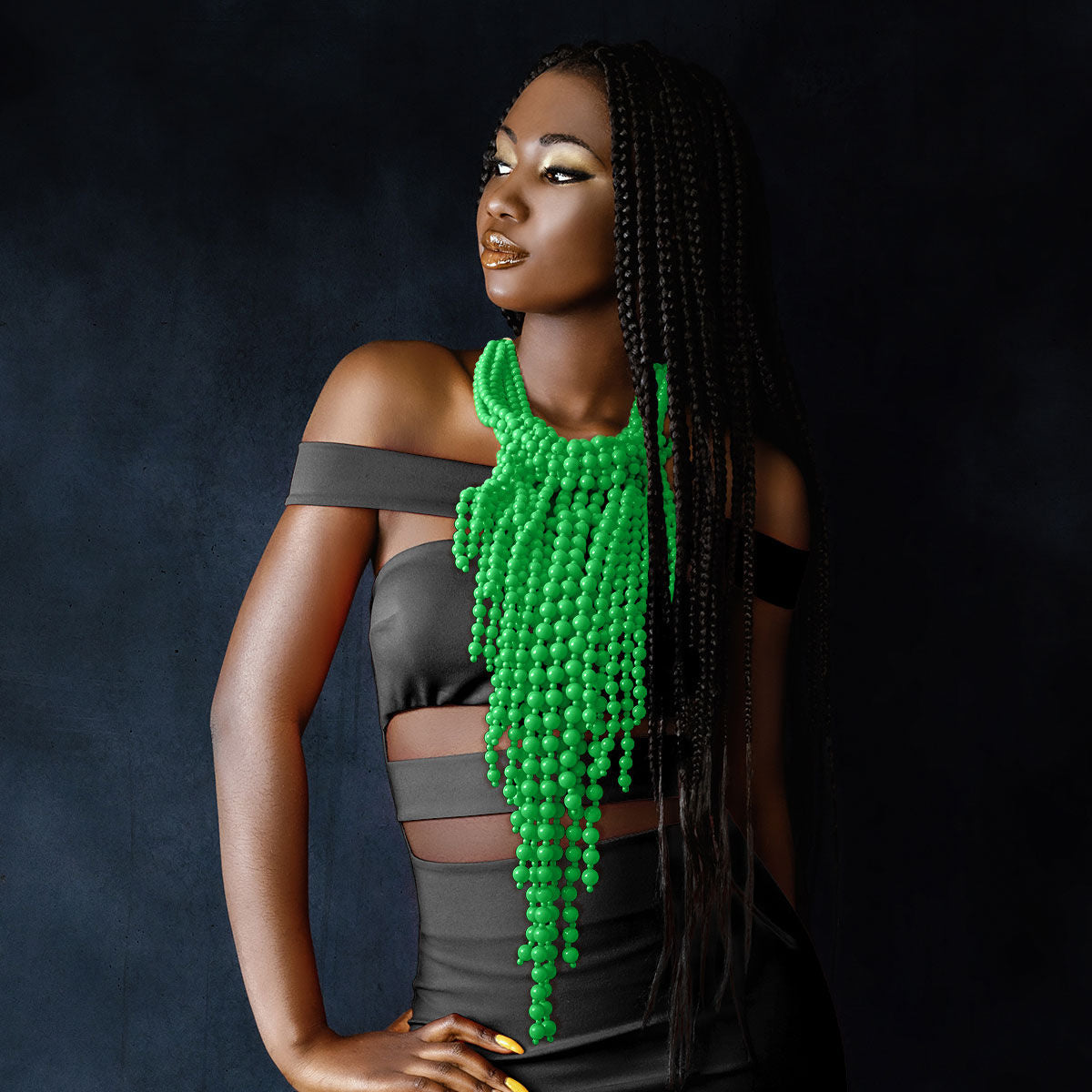 Green Clustered Fringe Bead Set