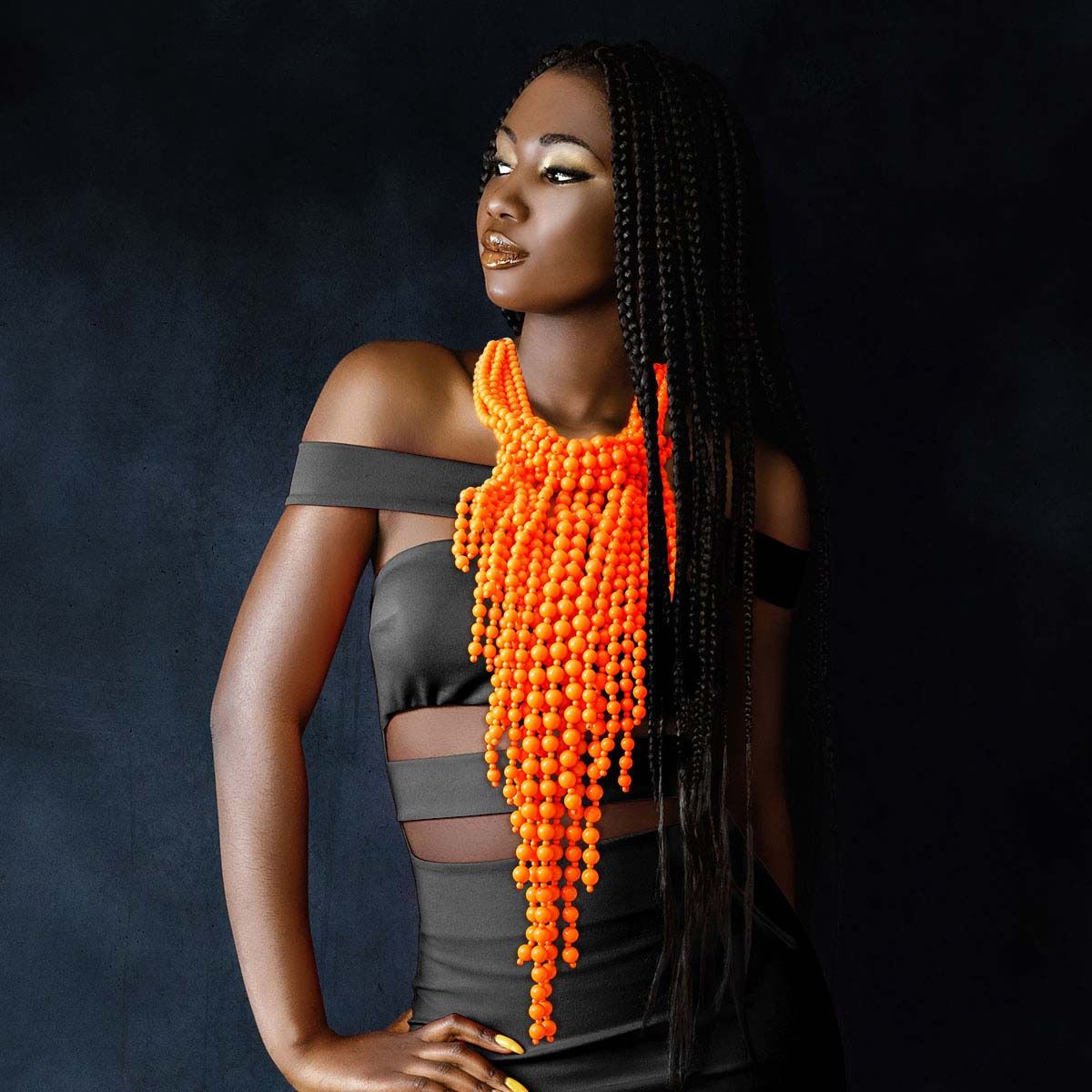 Orange Clustered Fringe Bead Set