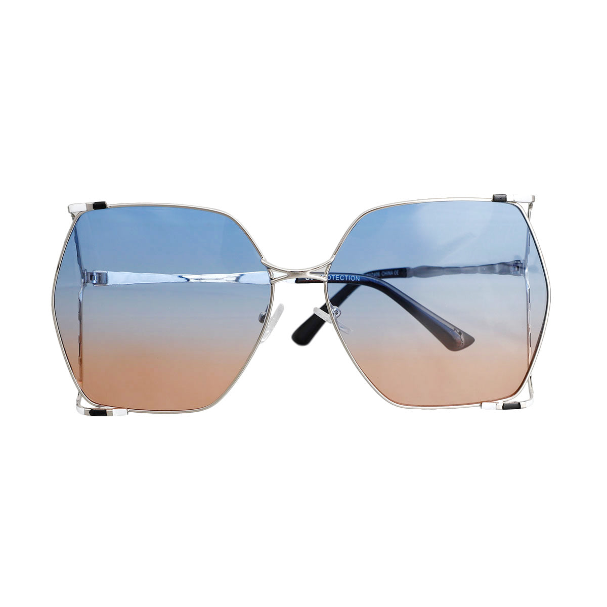 Blue Square Striped Arm Sunglasses