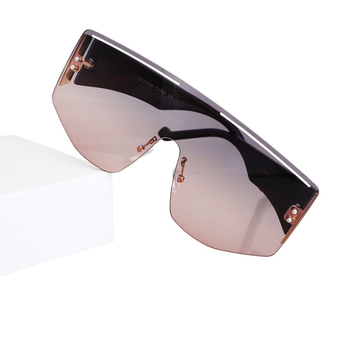 Gray One Piece Lens Stripe Sunglasses