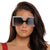 Black Baguette Stone Square Sunglasses