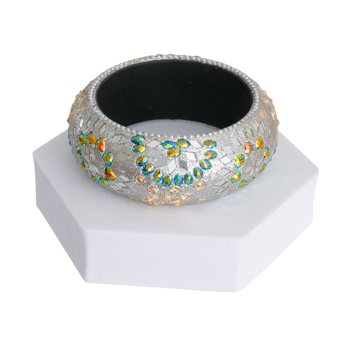 Silver Rhinestone Lac Bangle