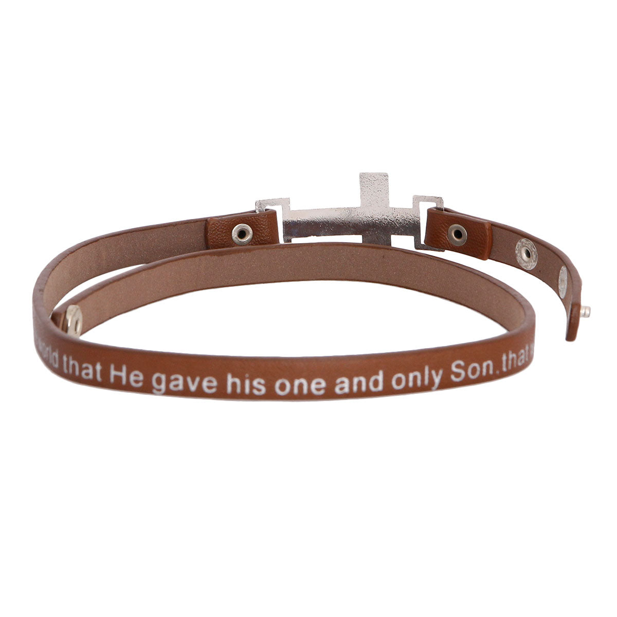 Brown Cross and Verse Wrap Bracelet