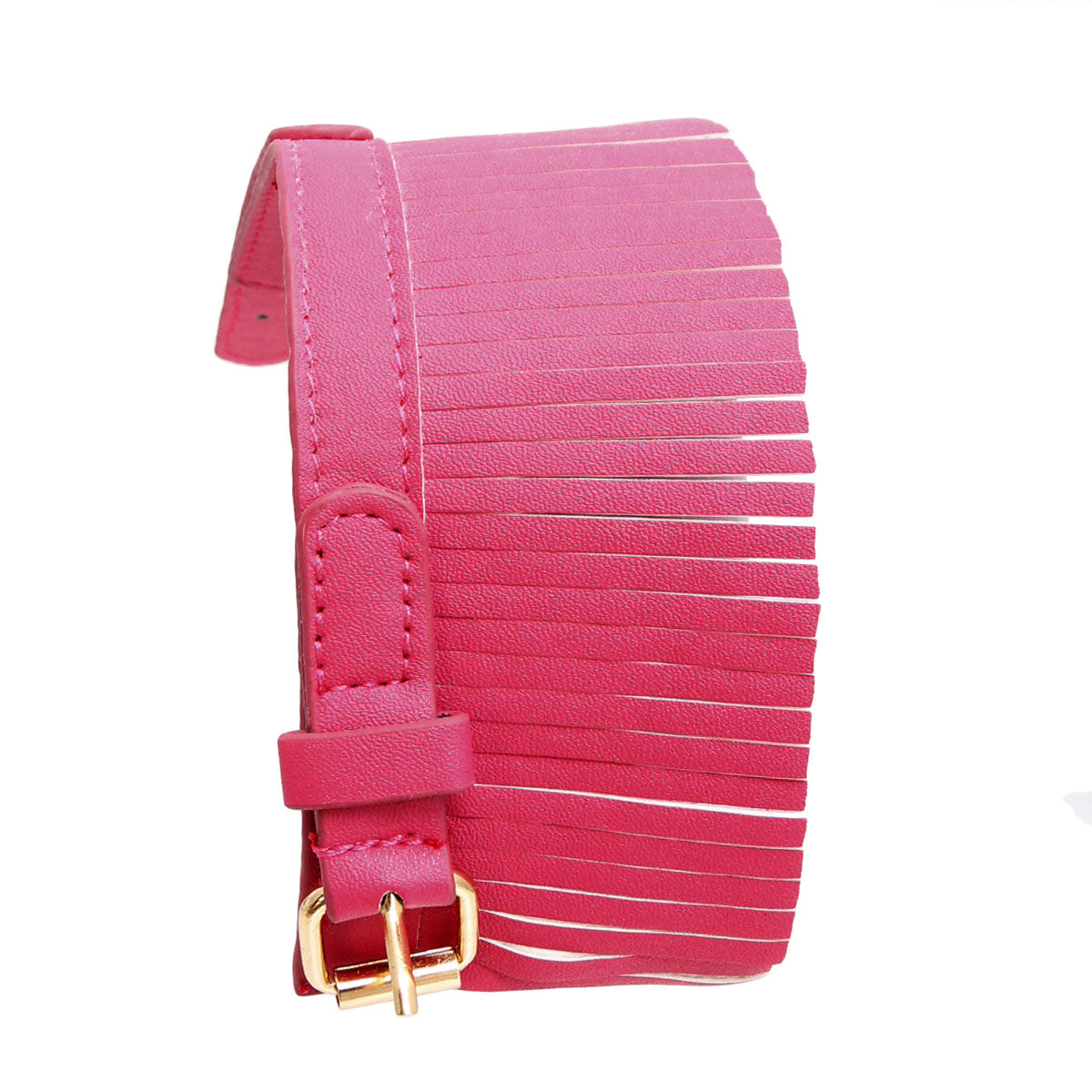 Fuchsia Leather Buckle Bracelet
