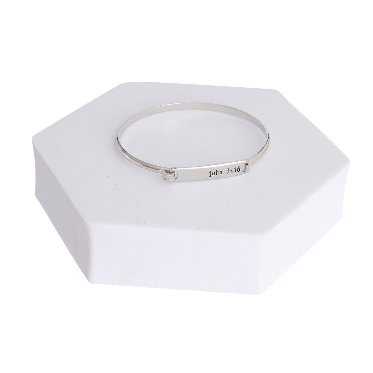 John 3:16 Silver Hook Bangle
