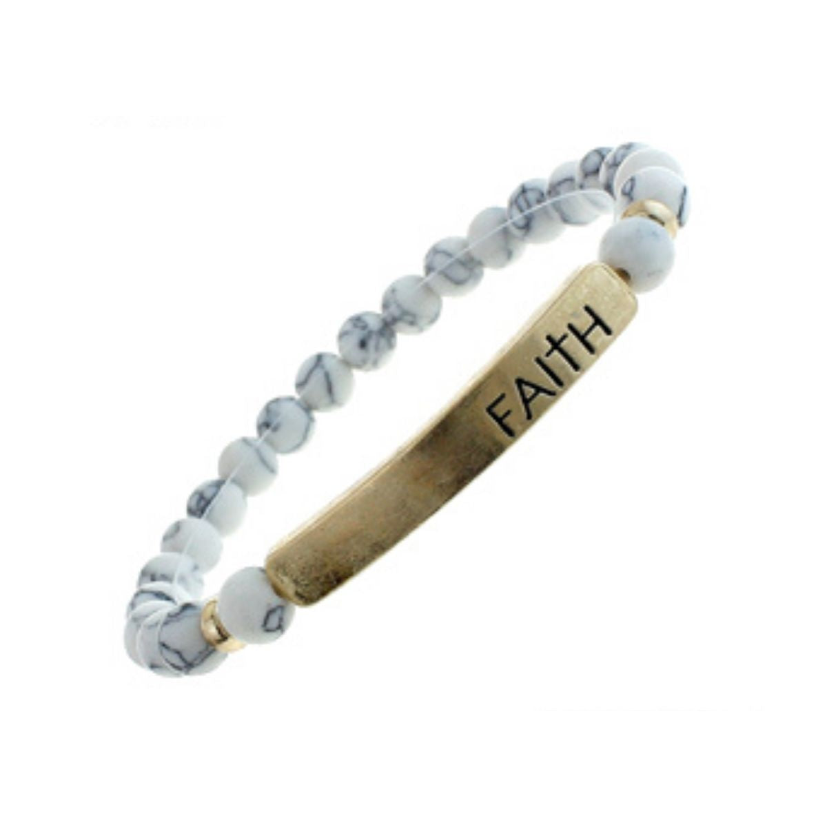 White Natural Stone Faith Cross Bracelet