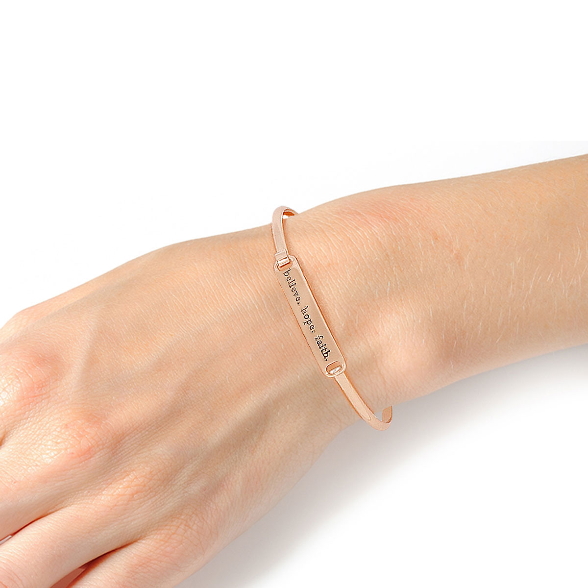 Believe Hope Faith Gold Hook Bangle