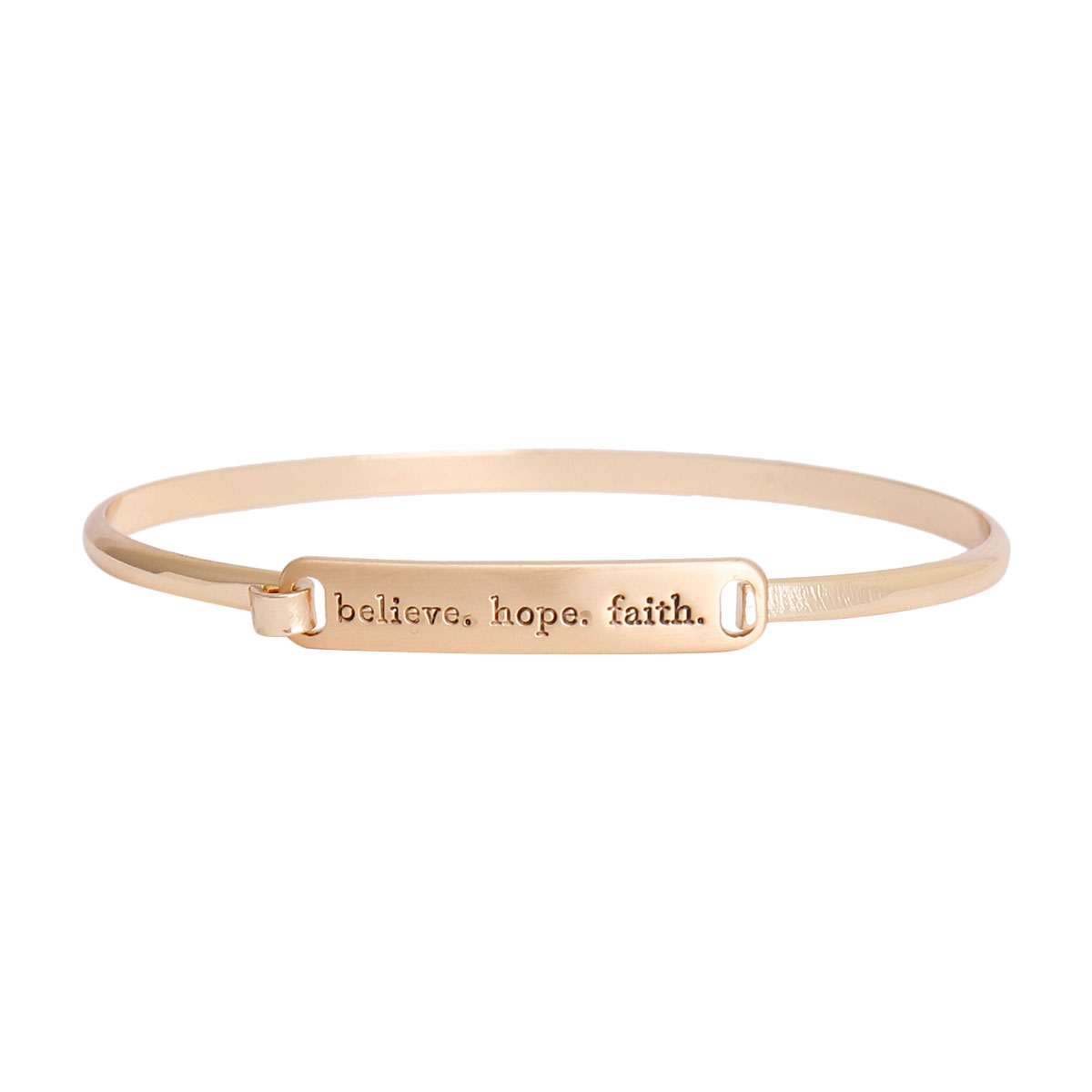Believe Hope Faith Gold Hook Bangle