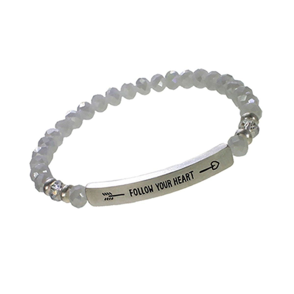 Gray Glass Follow your Heart Bracelet
