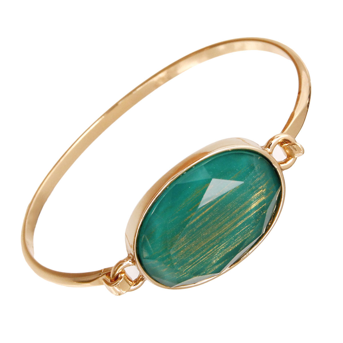 Green Oval Bangle Bracelet