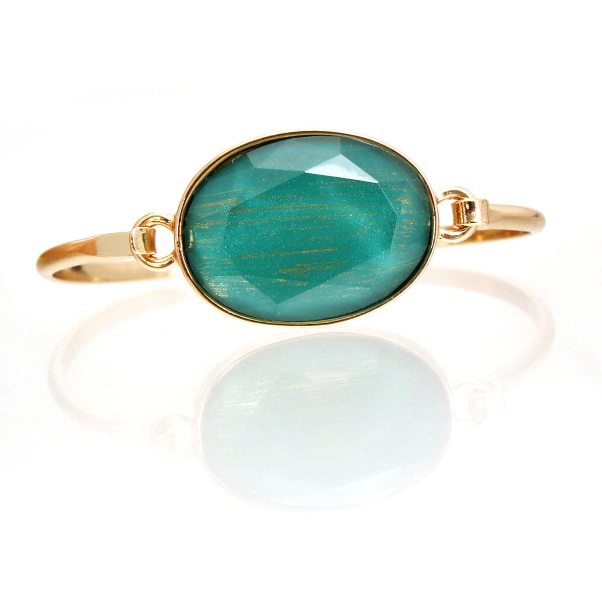 Green Oval Bangle Bracelet