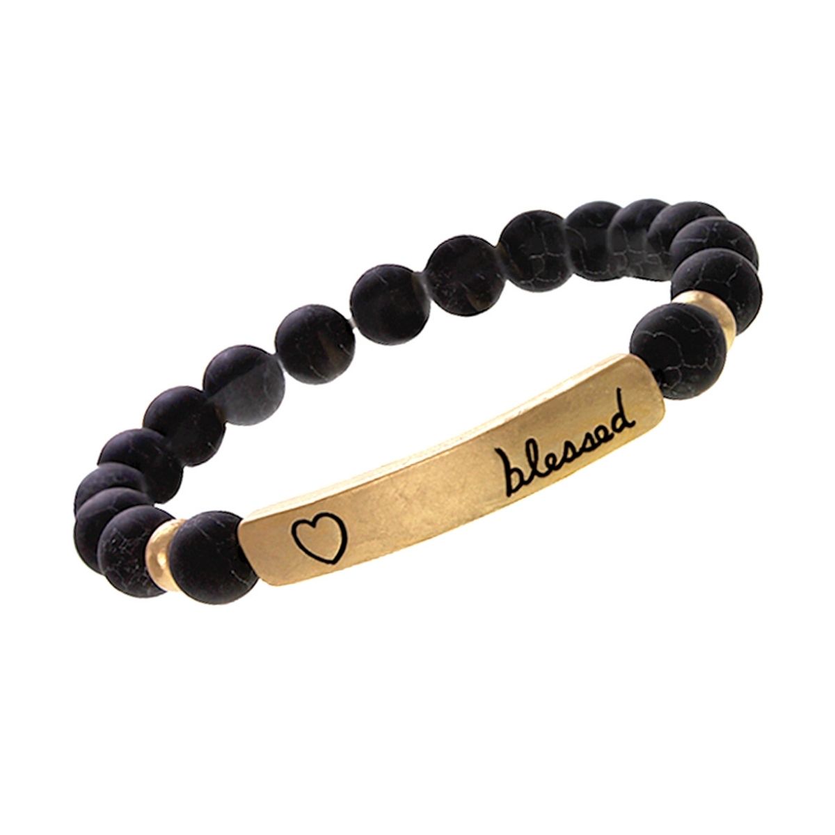 Dark Gray Natural Stone Bead Blessed Bracelet