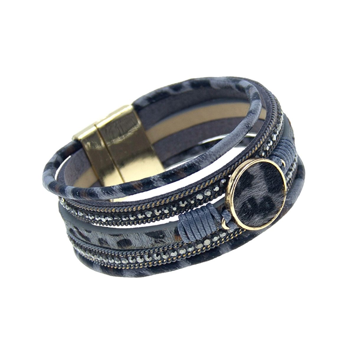 Gray Leopard Fur Magnetic Bracelet