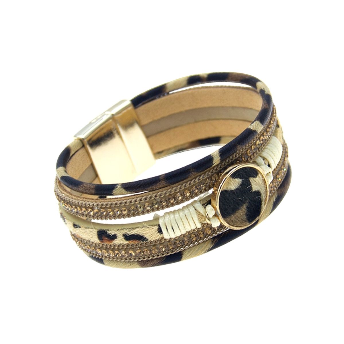 Brown Leopard Fur Magnetic Bracelet