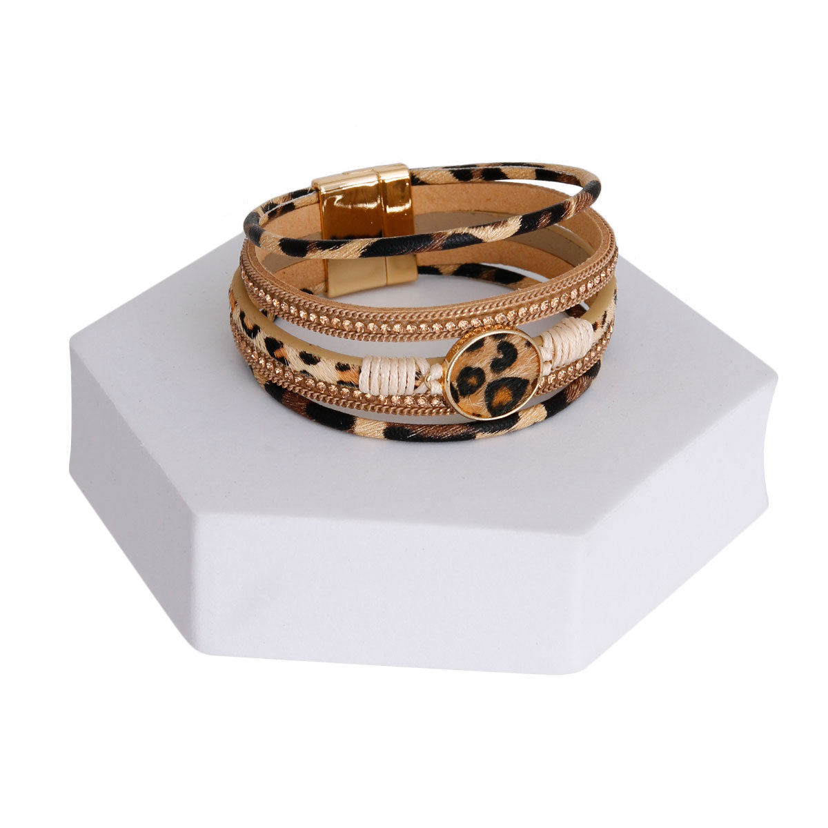Brown Leopard Fur Magnetic Bracelet
