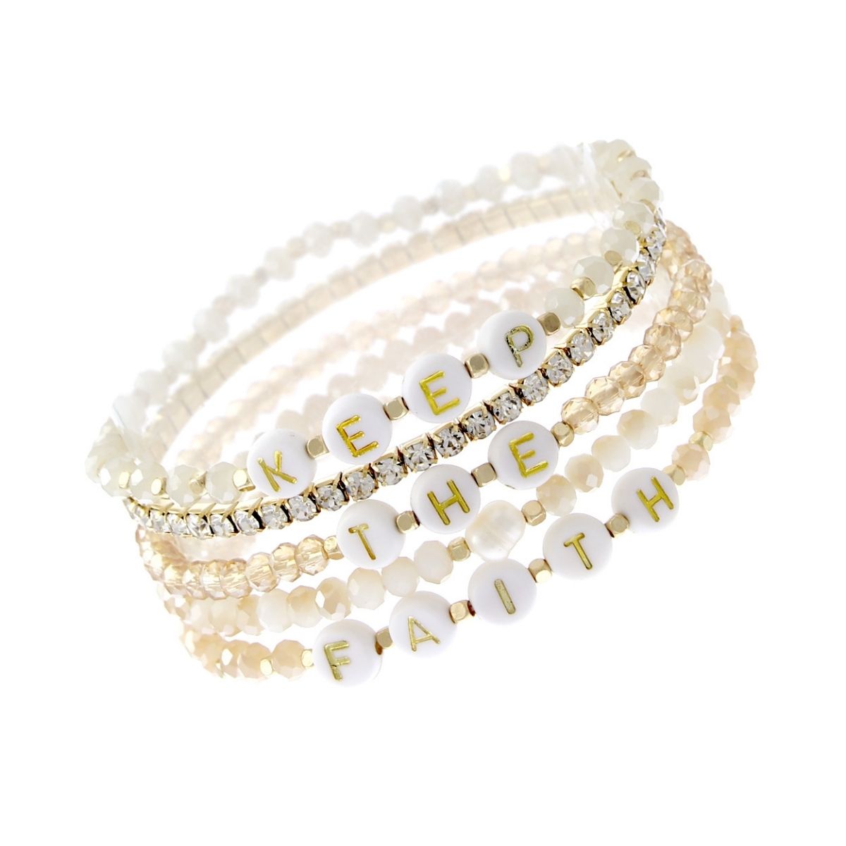 Keep the Faith Gold Beaded Bracelets