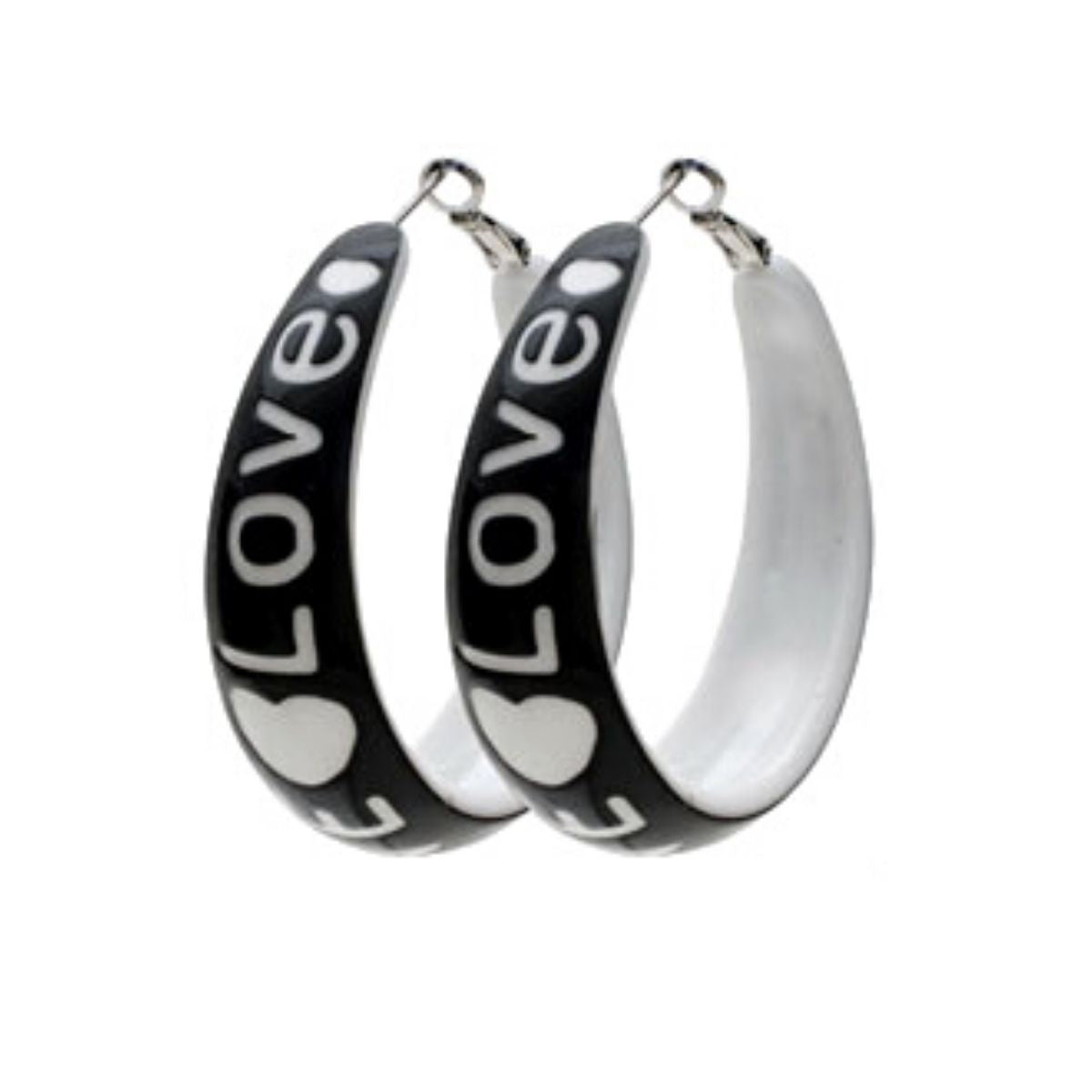 Black LOVE Wide Hoops