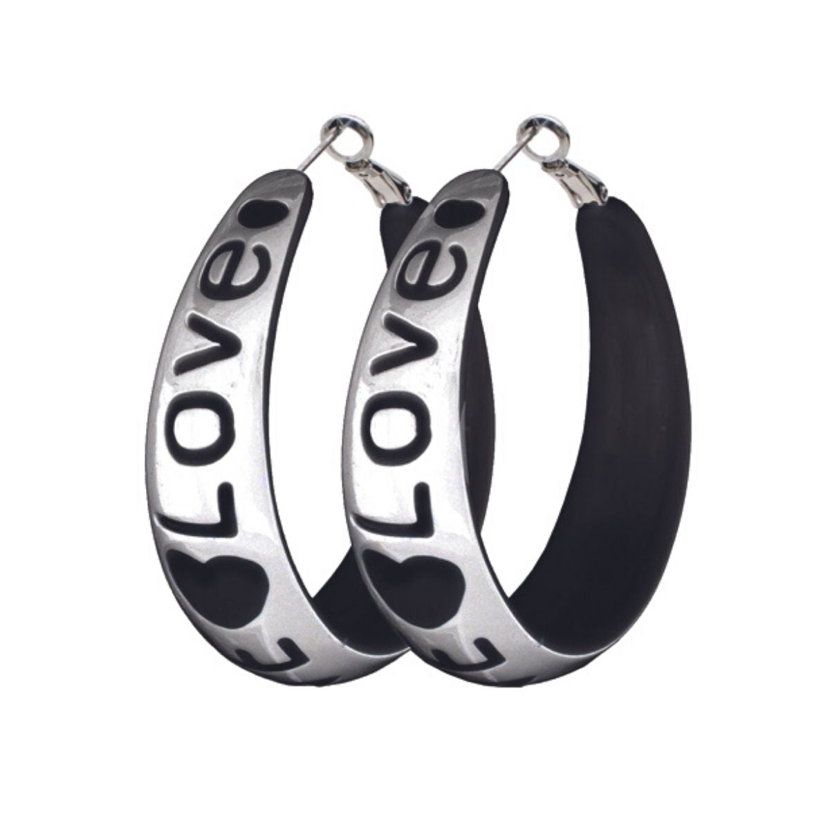 White LOVE Wide Hoops