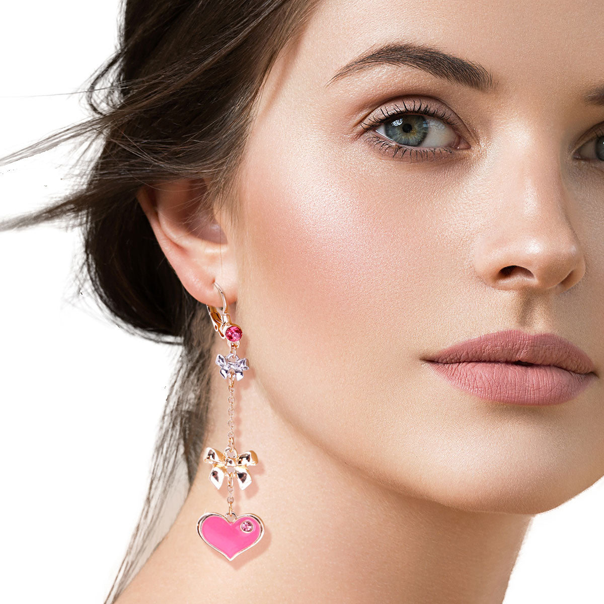 Pink and Gold Mismatched Heart Earrings