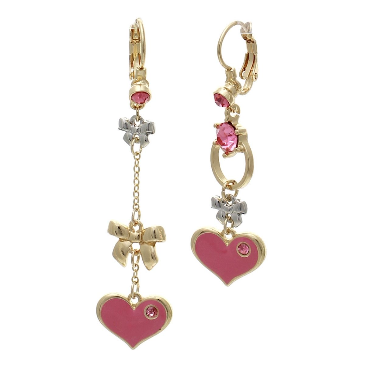 Pink and Gold Mismatched Heart Earrings