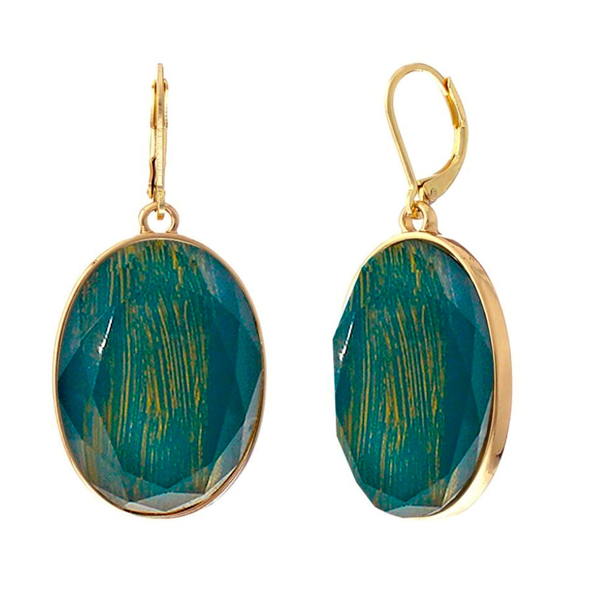 Green Oval Eurowire Earrings