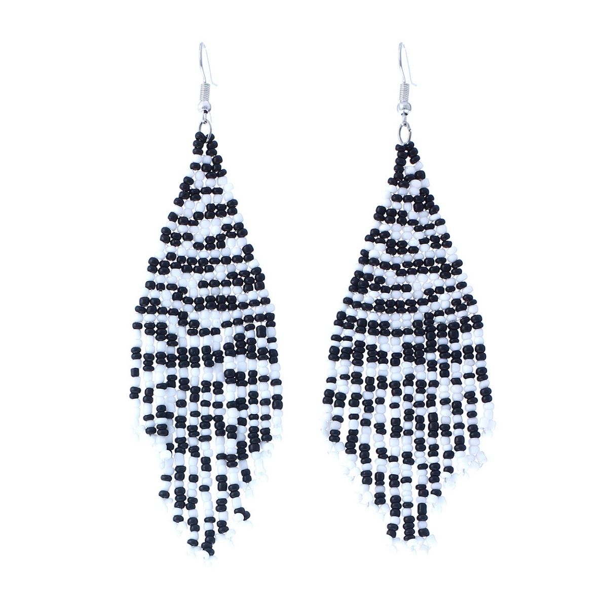 Black and White Bead Kite Earrings