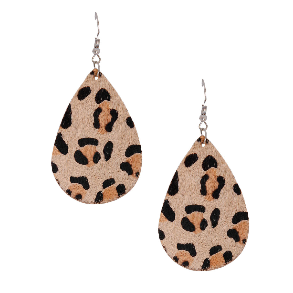 Leopard Leather Teardrop Earrings
