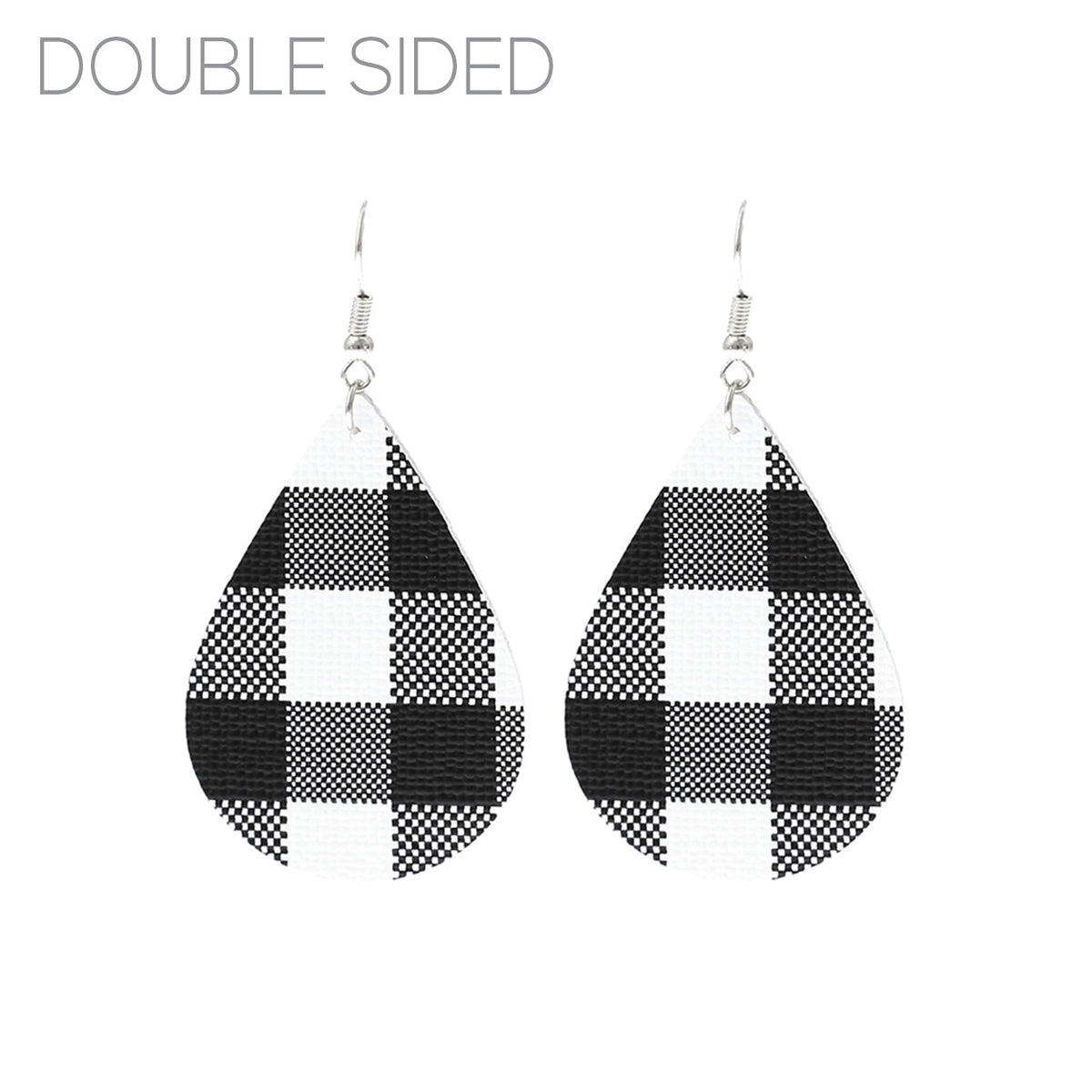 White Buffalo Plaid Double Sided Earrings