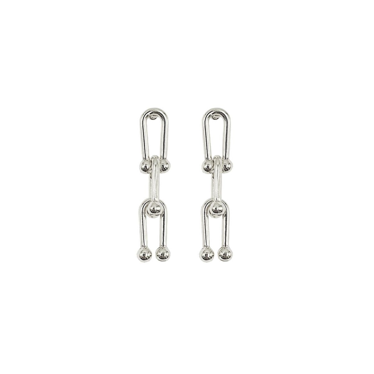 Silver Metal Gauge Link Earrings