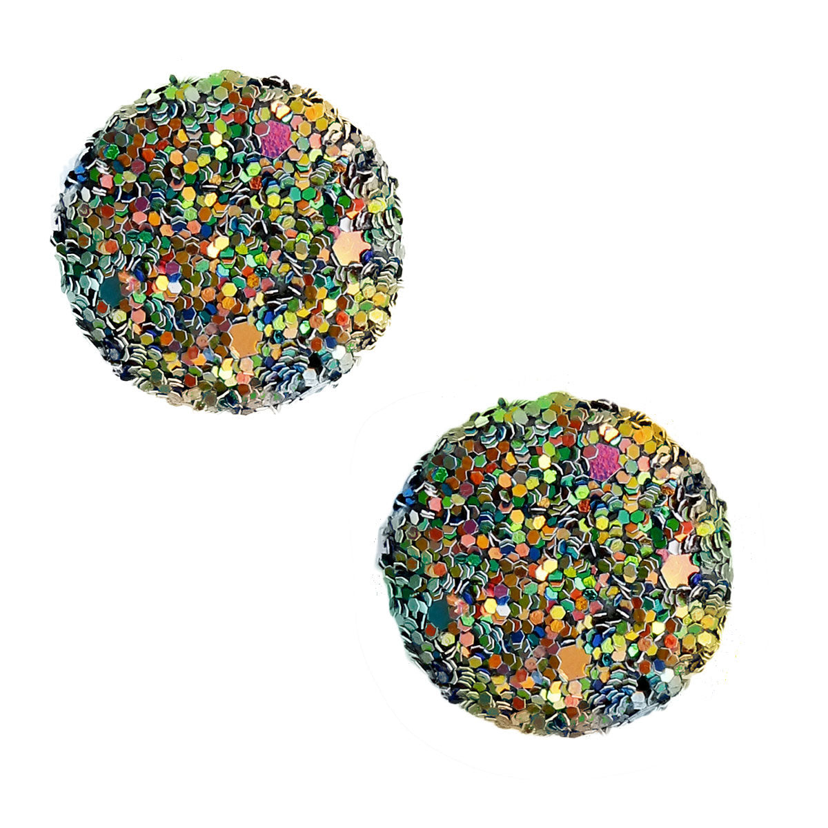 Multi Color Glitter Round Studs