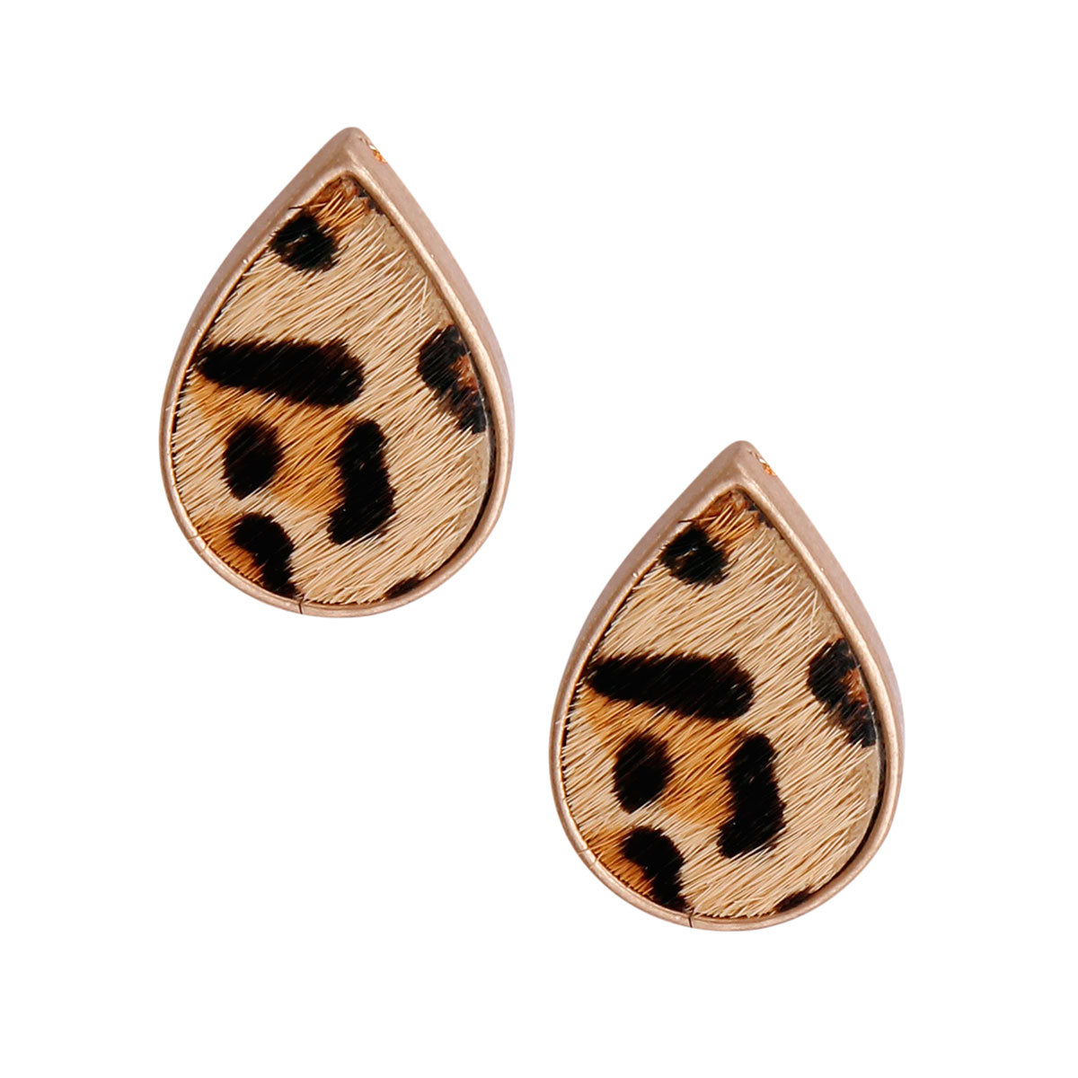 Leopard Fur Teardrop Stud