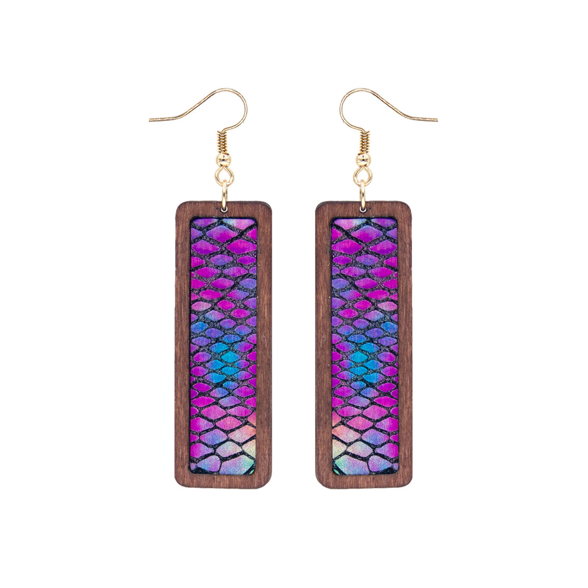Purple Snake Wood Earrings