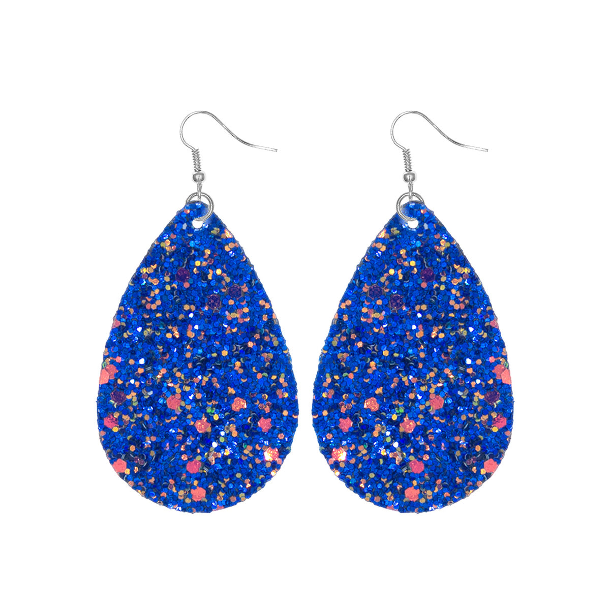 Blue Glitter Teardrop Earrings