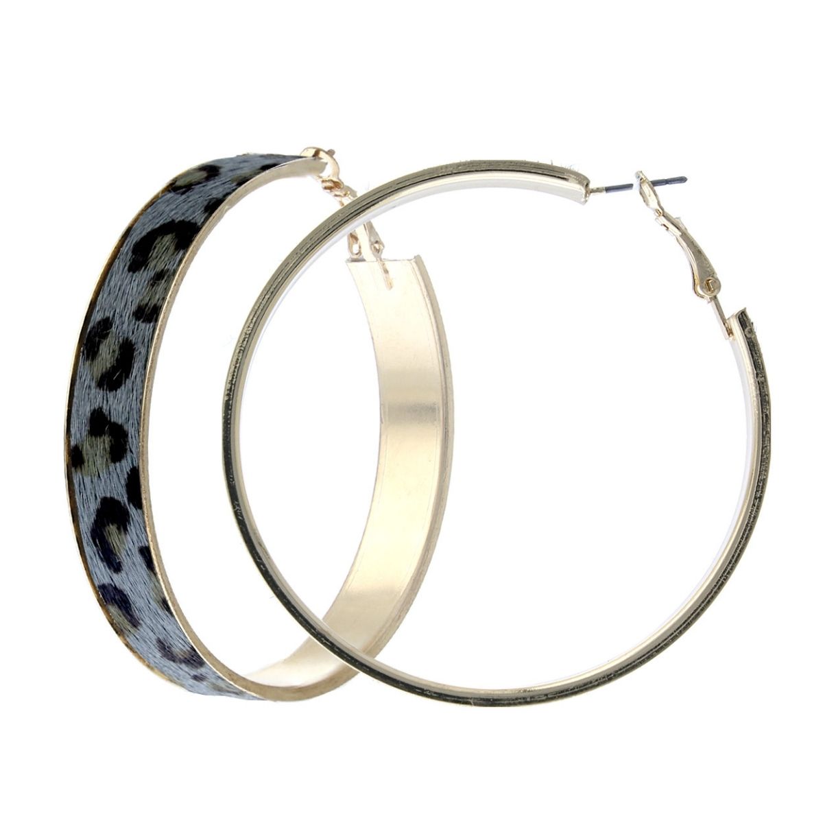 Gray Leopard Fur 60mm Hoops
