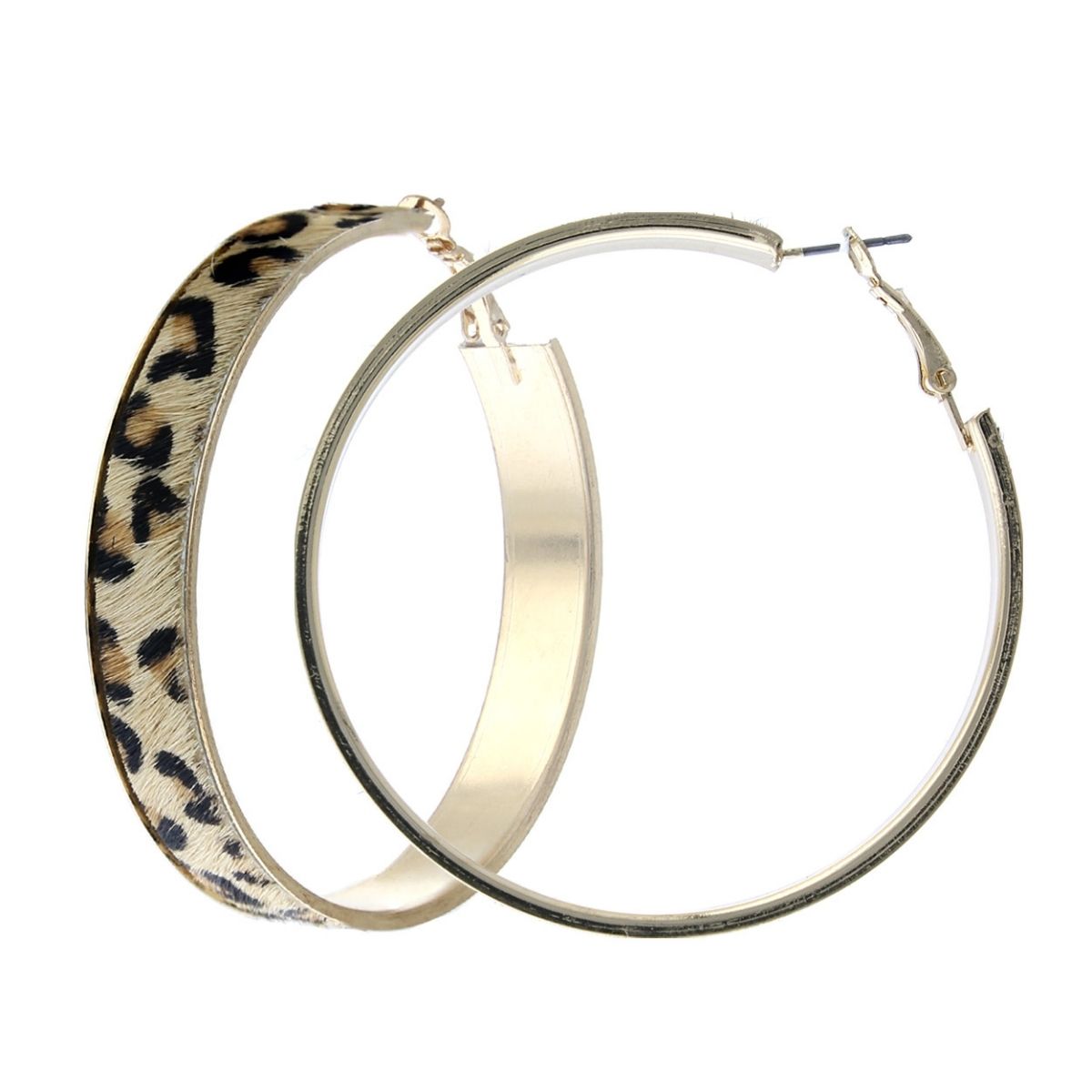 Brown Leopard Fur 60mm Hoops