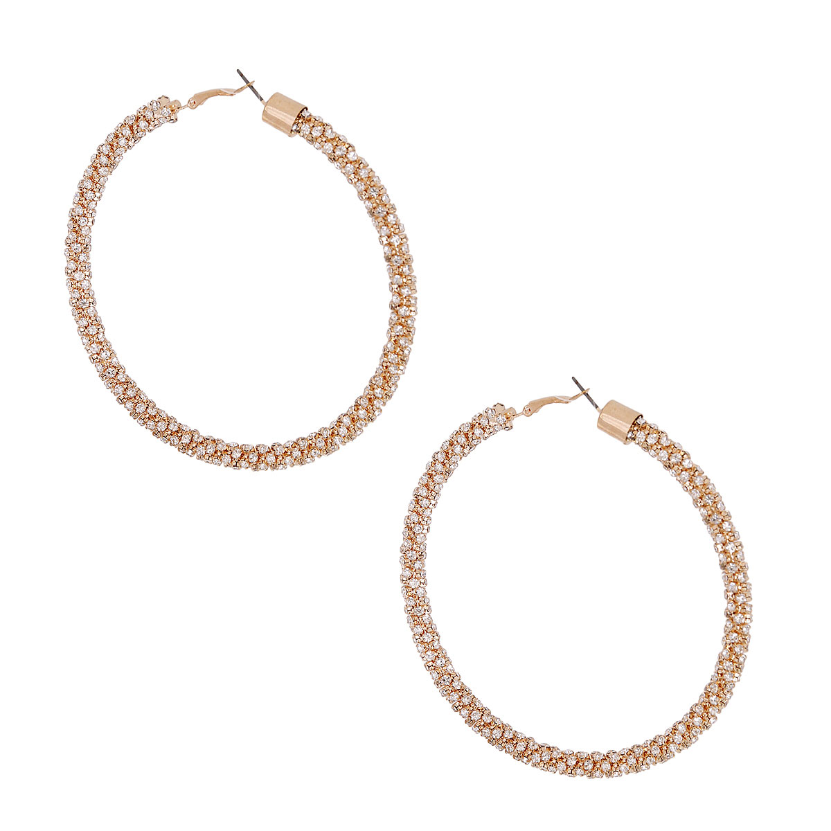 80mm Gold Stone Twist Hoops