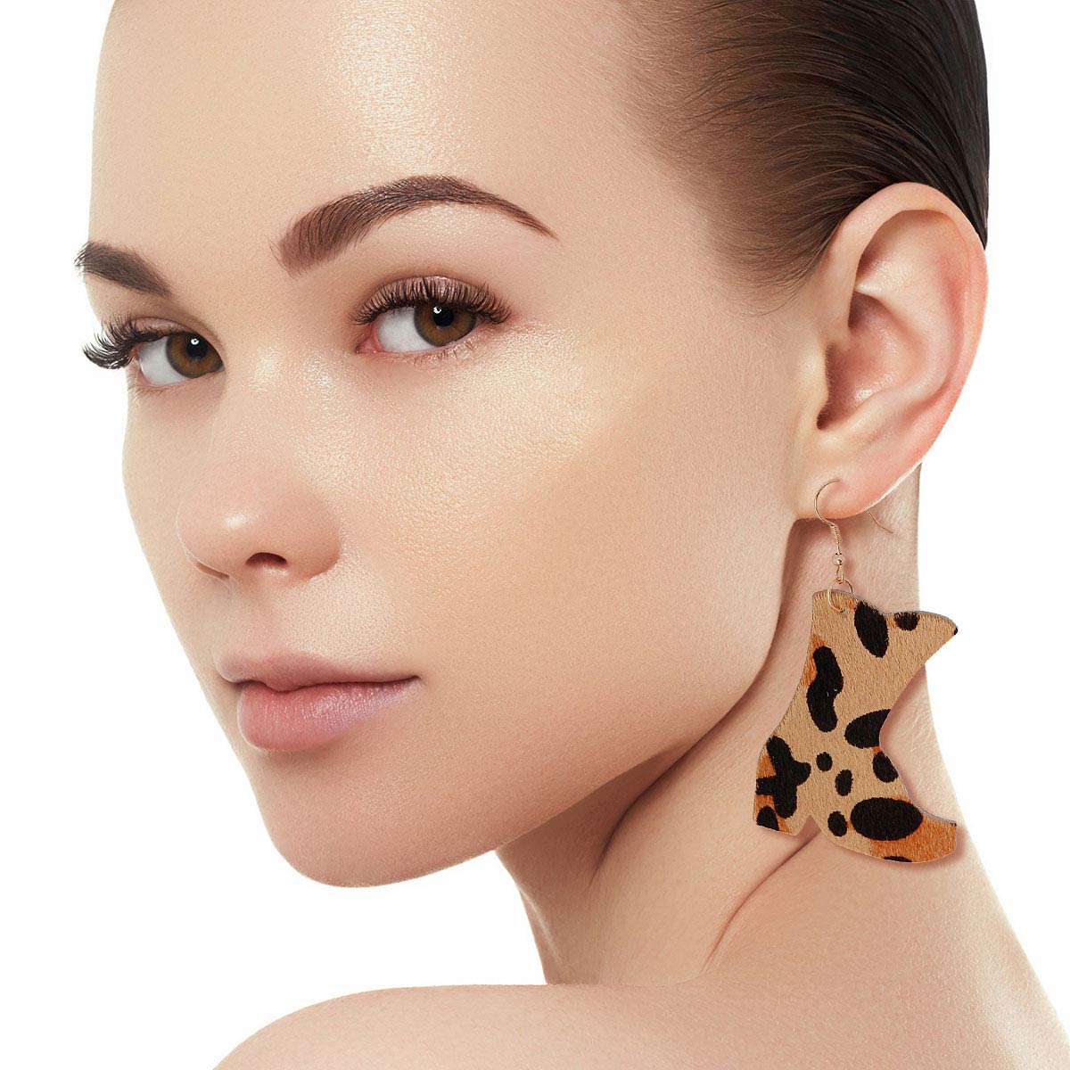 Leopard Leather Cowboy Boot Earrings