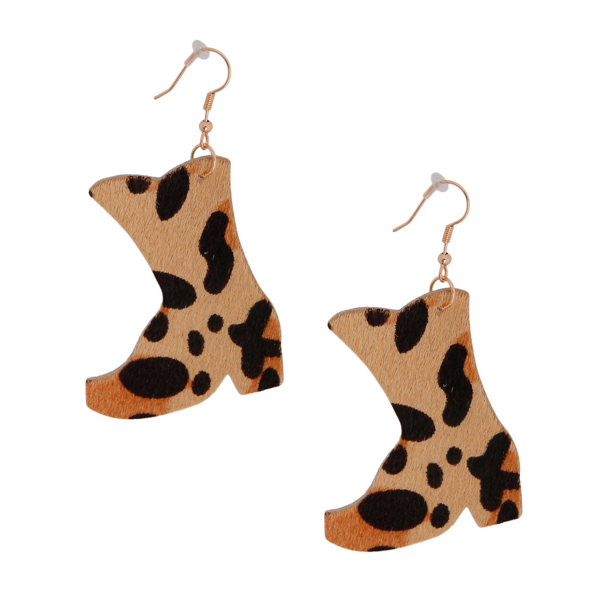 Leopard Leather Cowboy Boot Earrings