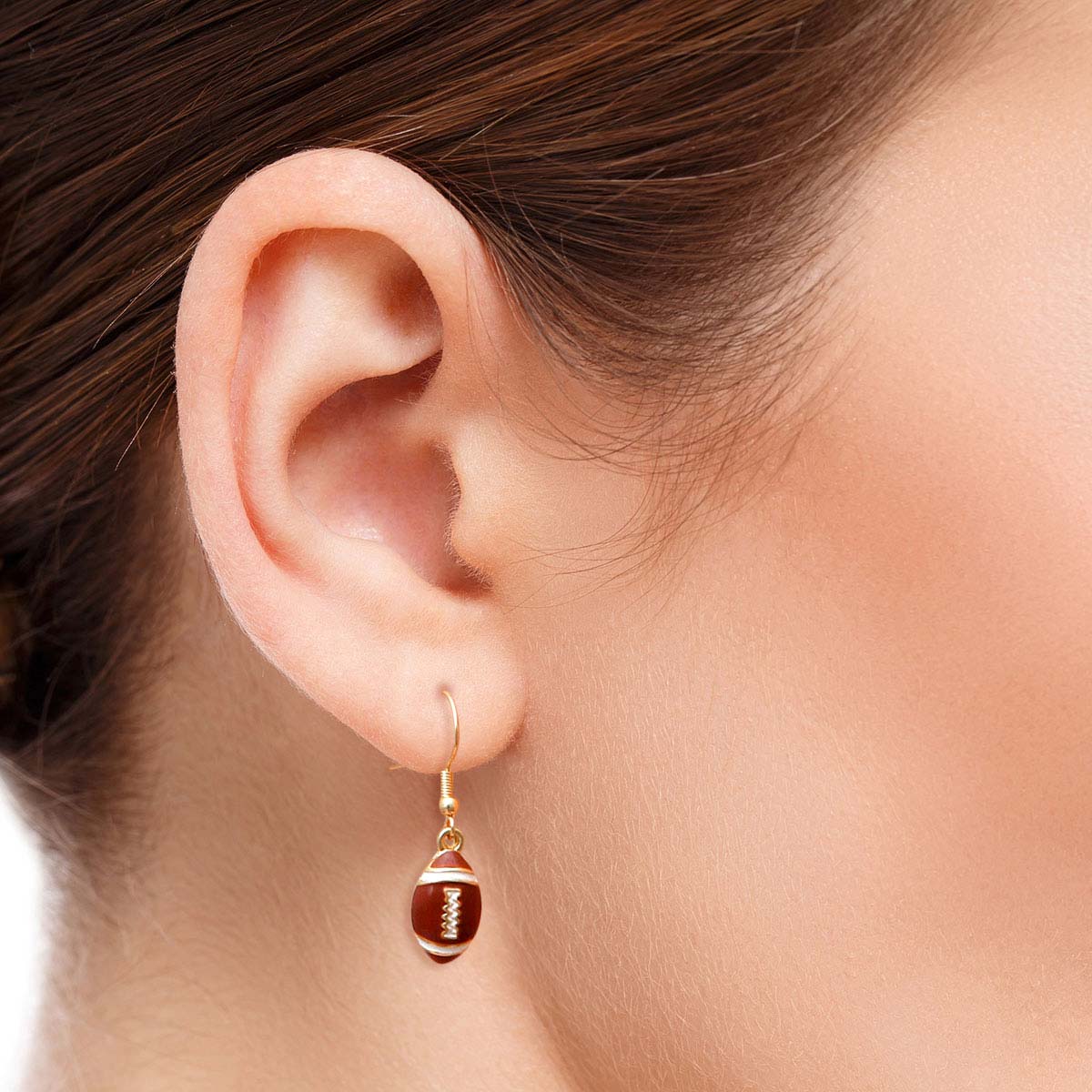 Brown Football Dangle Earrings