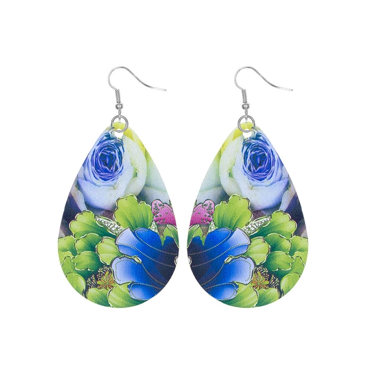 Assorted Floral Printed Teardrop Earrings