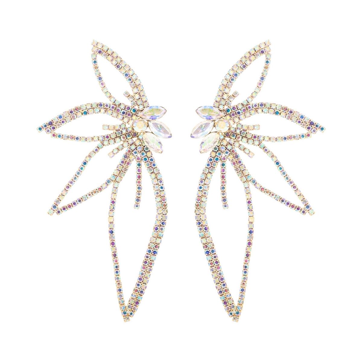 Aurora Borealis Half Flower Earrings