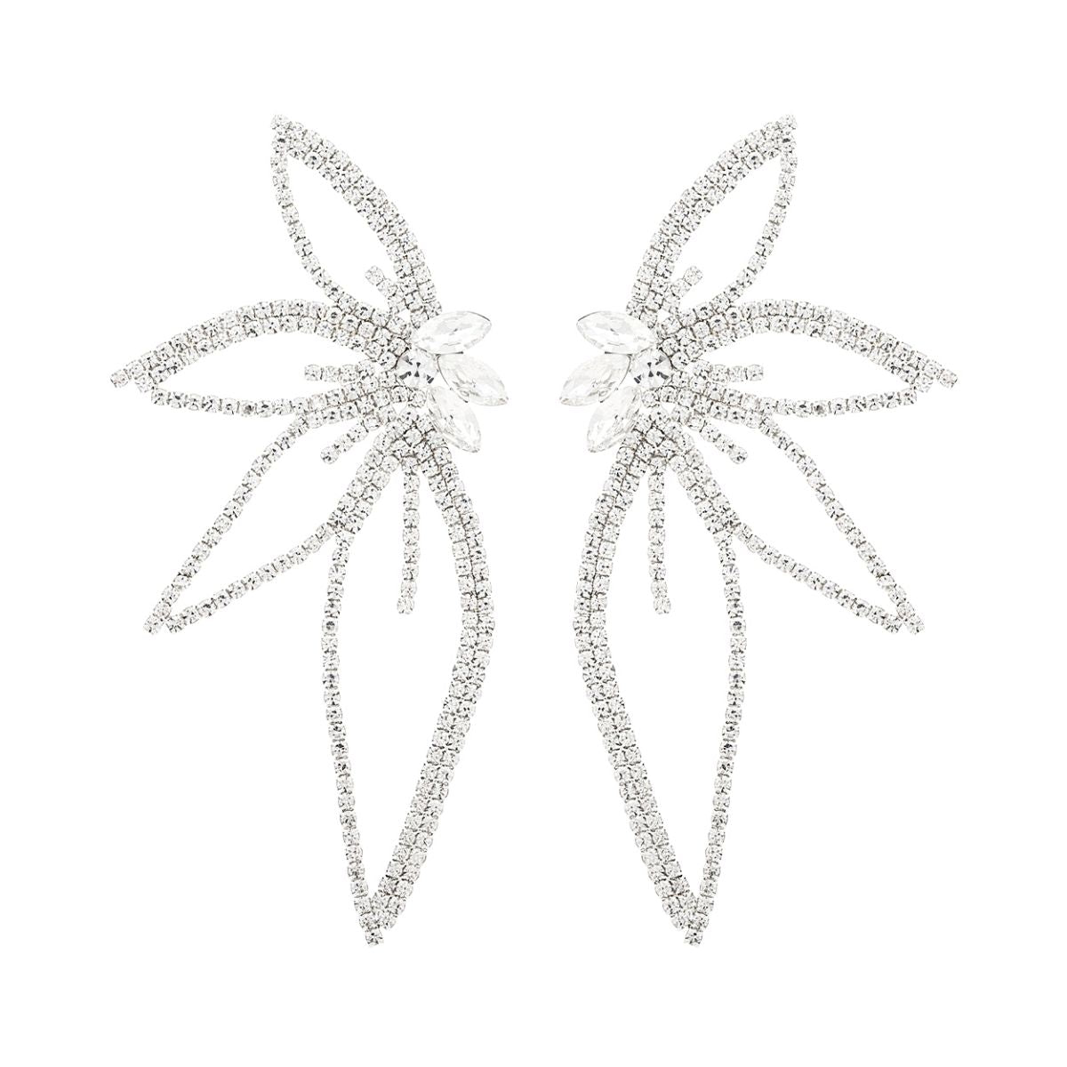 Silver Half Flower Earrings