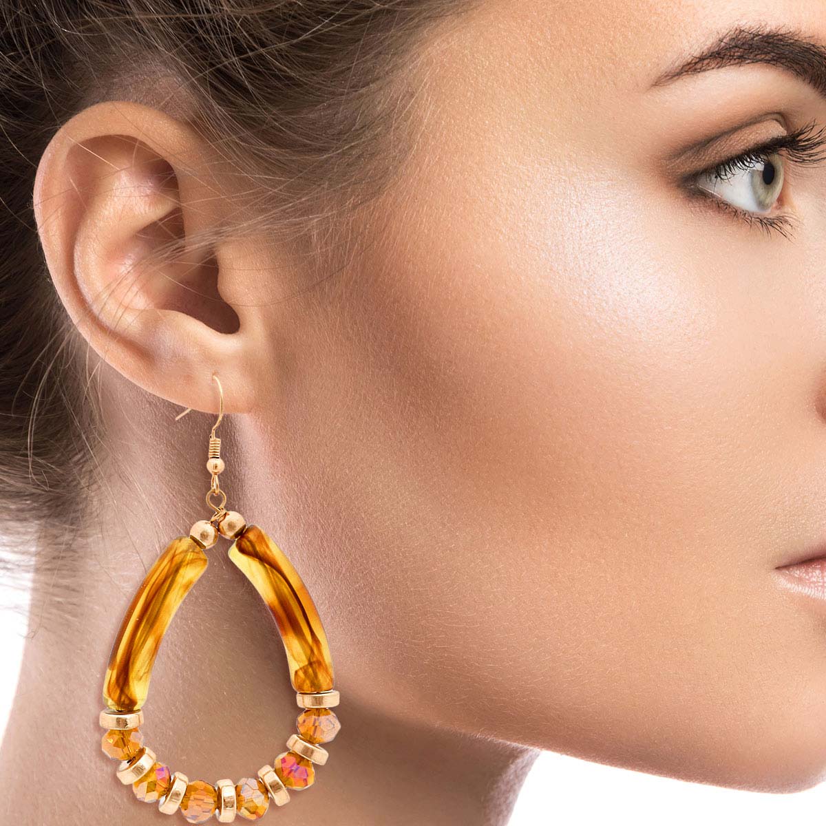 Tortoiseshell Tube Teardrop Earrings