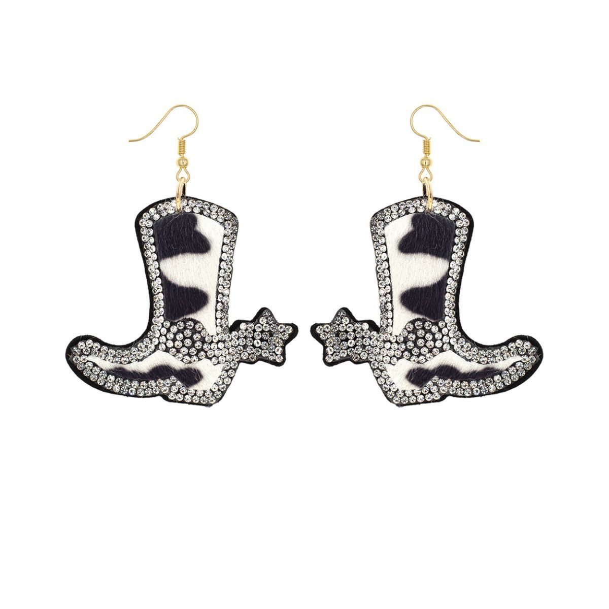 Cow Fur Leather Boot Earrings