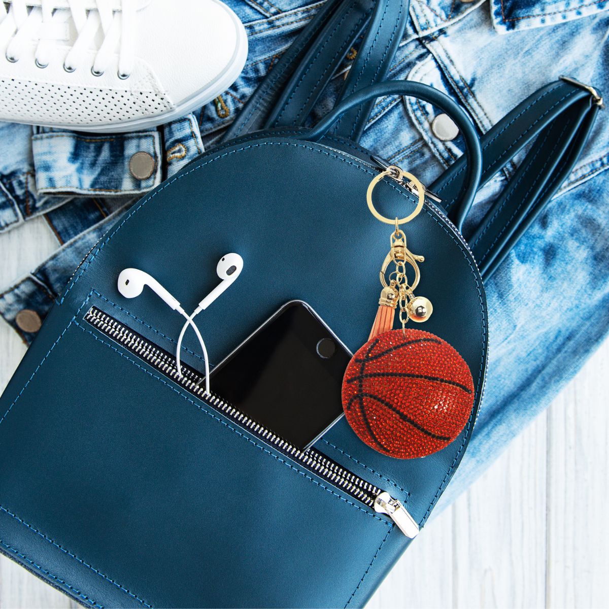 Orange Basketball Keychain Bag Charm