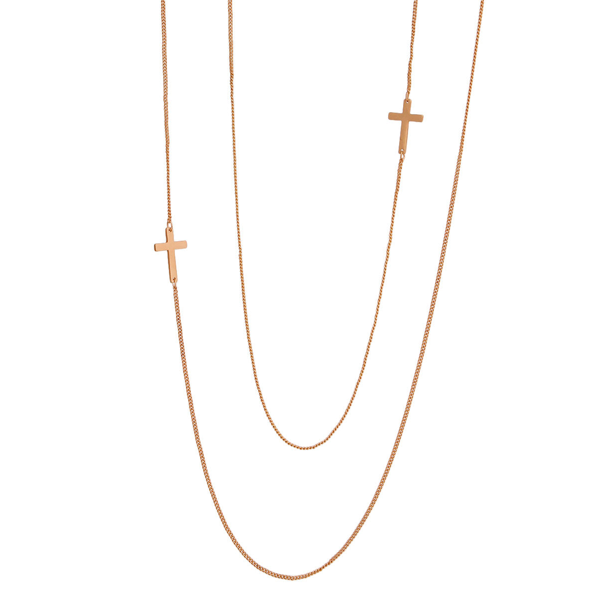 Burnished Gold Station Cross Necklace